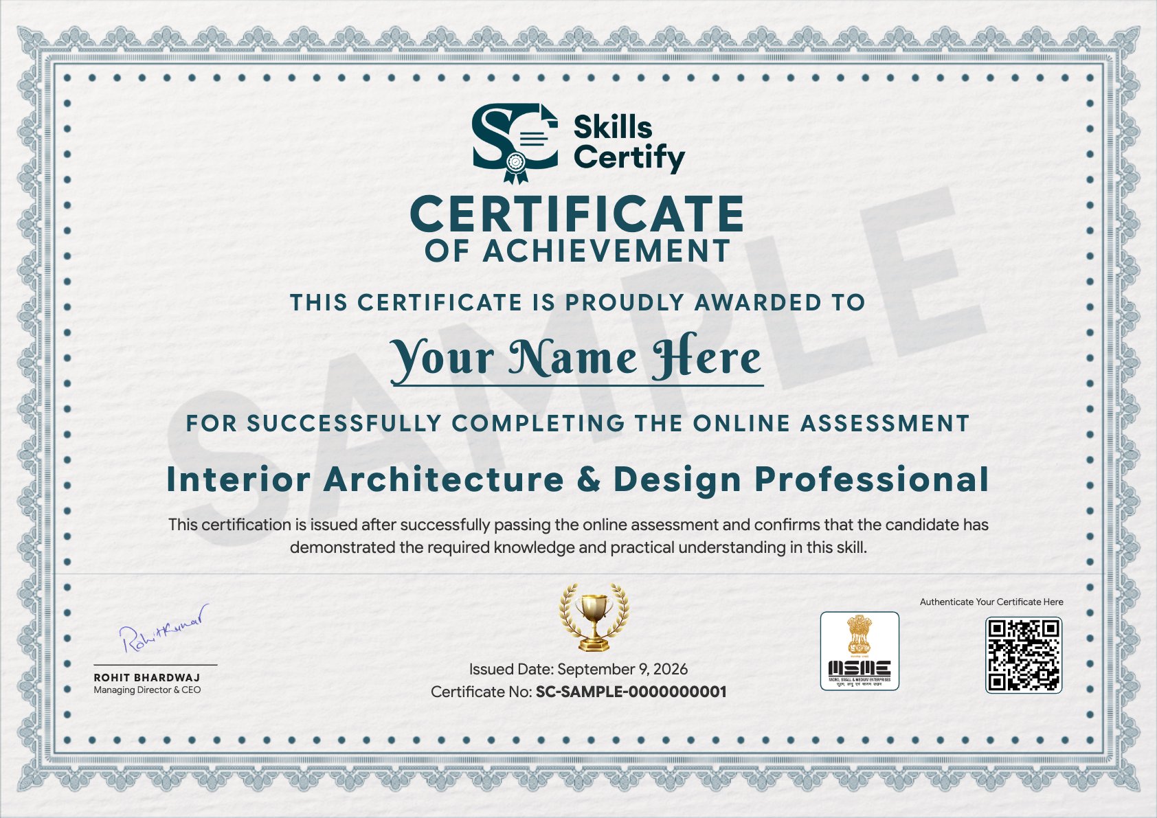Interior Architecture & Design Professional Certificate Sample