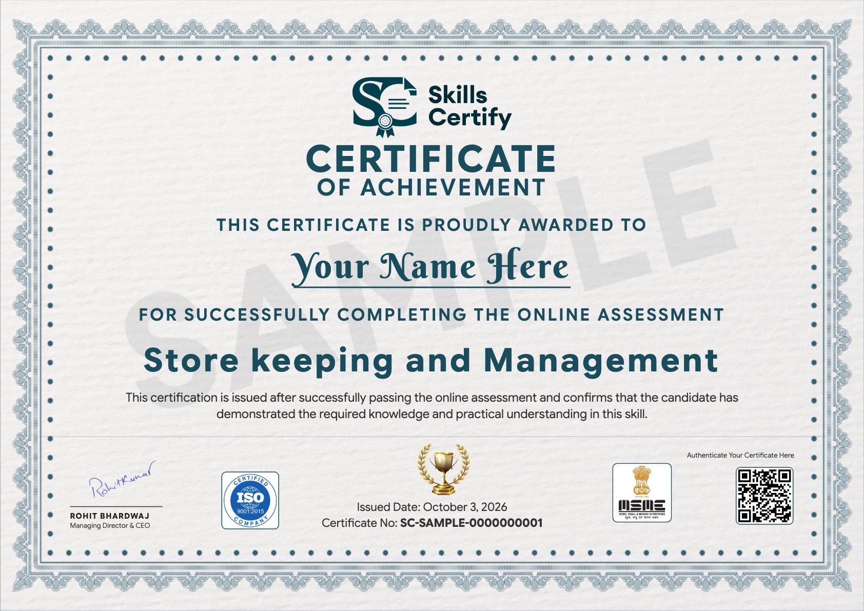 Store keeping and Management