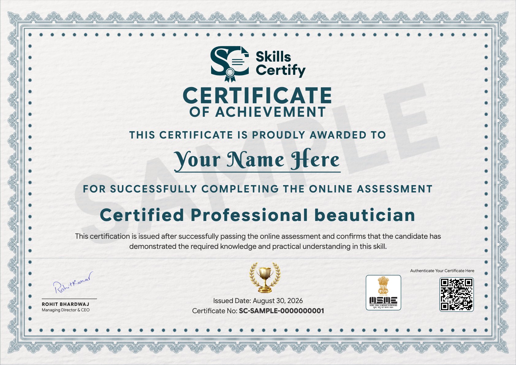 Certified Professional beautician