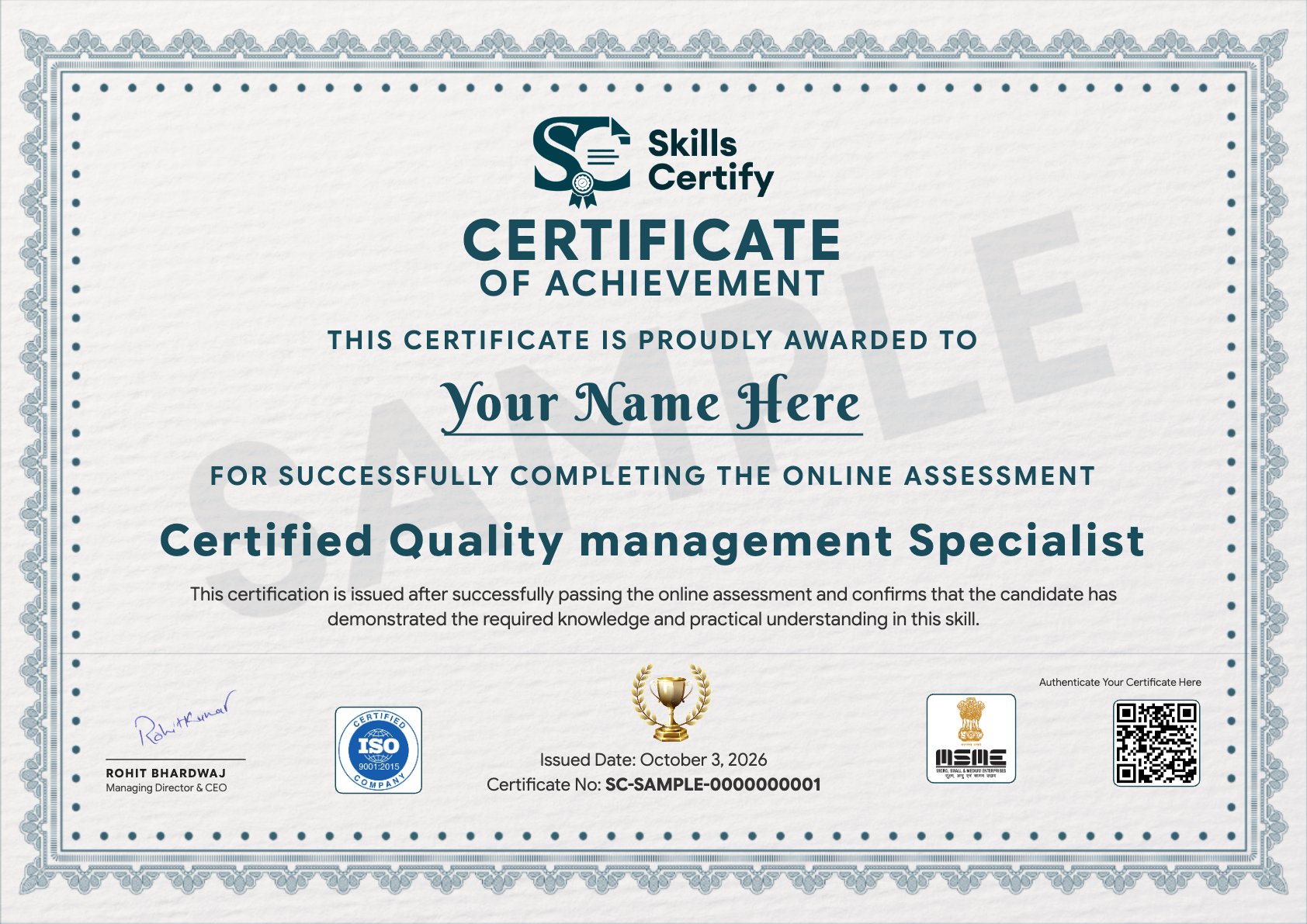Certified Quality management Specialist