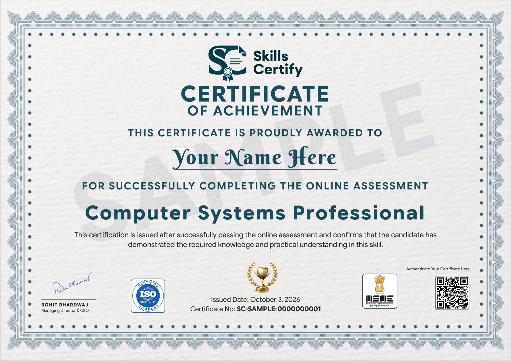 Computer Systems Professional Certificate Sample