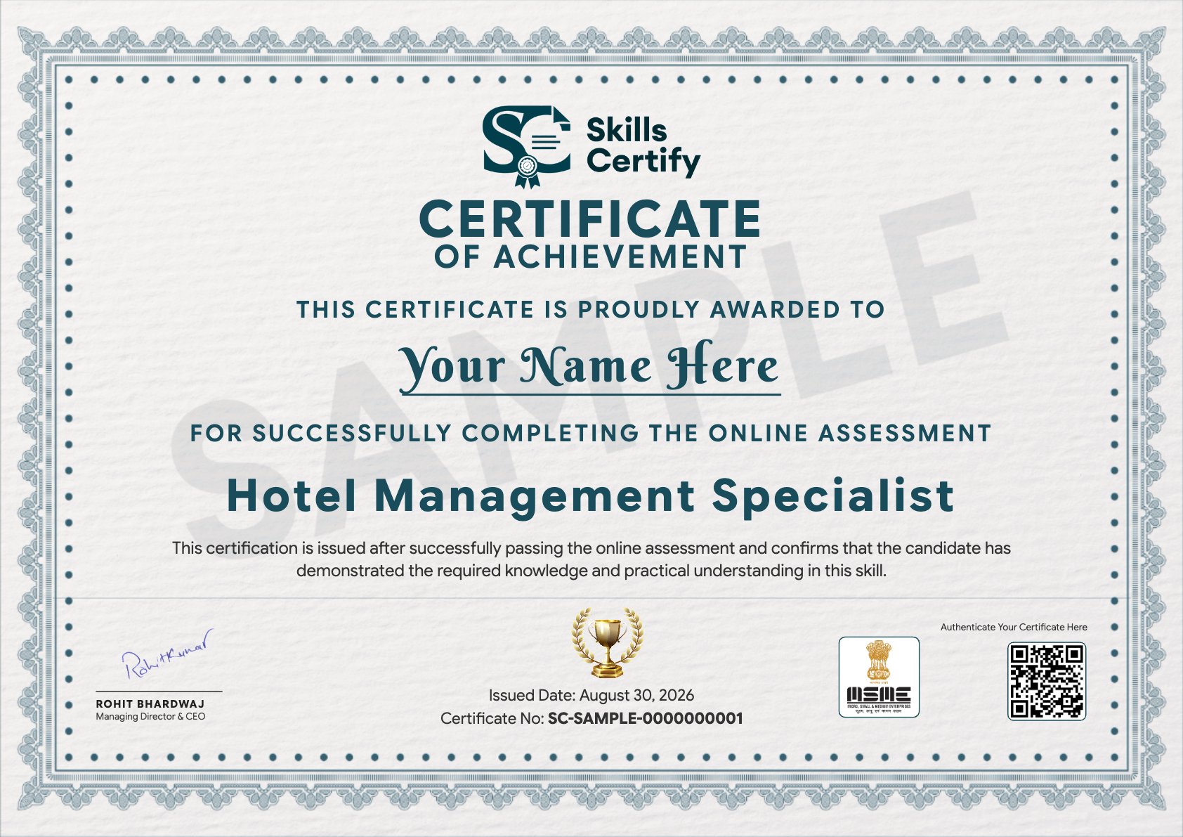 Hotel Management Specialist