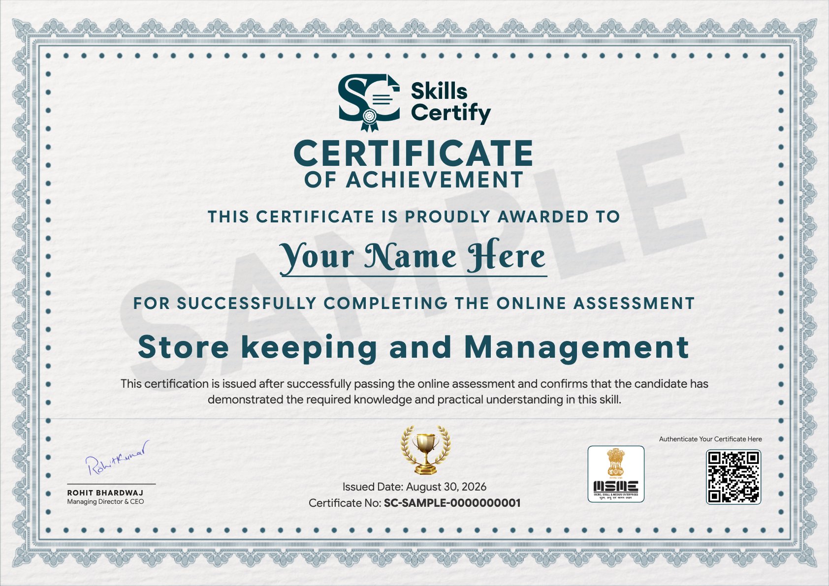 Store keeping and Management