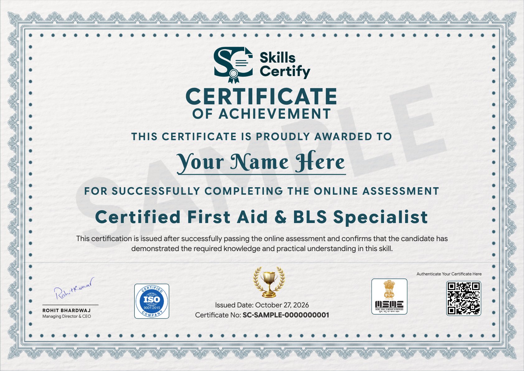 Certified First Aid & BLS Specialist